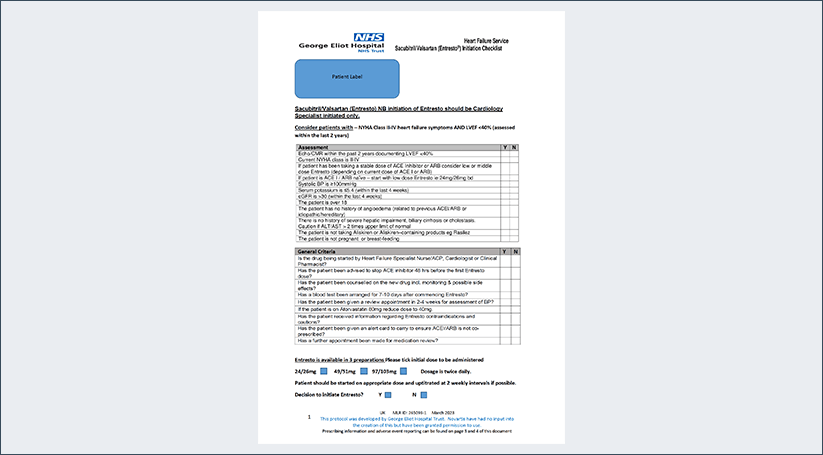 Thumbnail image of George Eliot hospital initiation checklist.