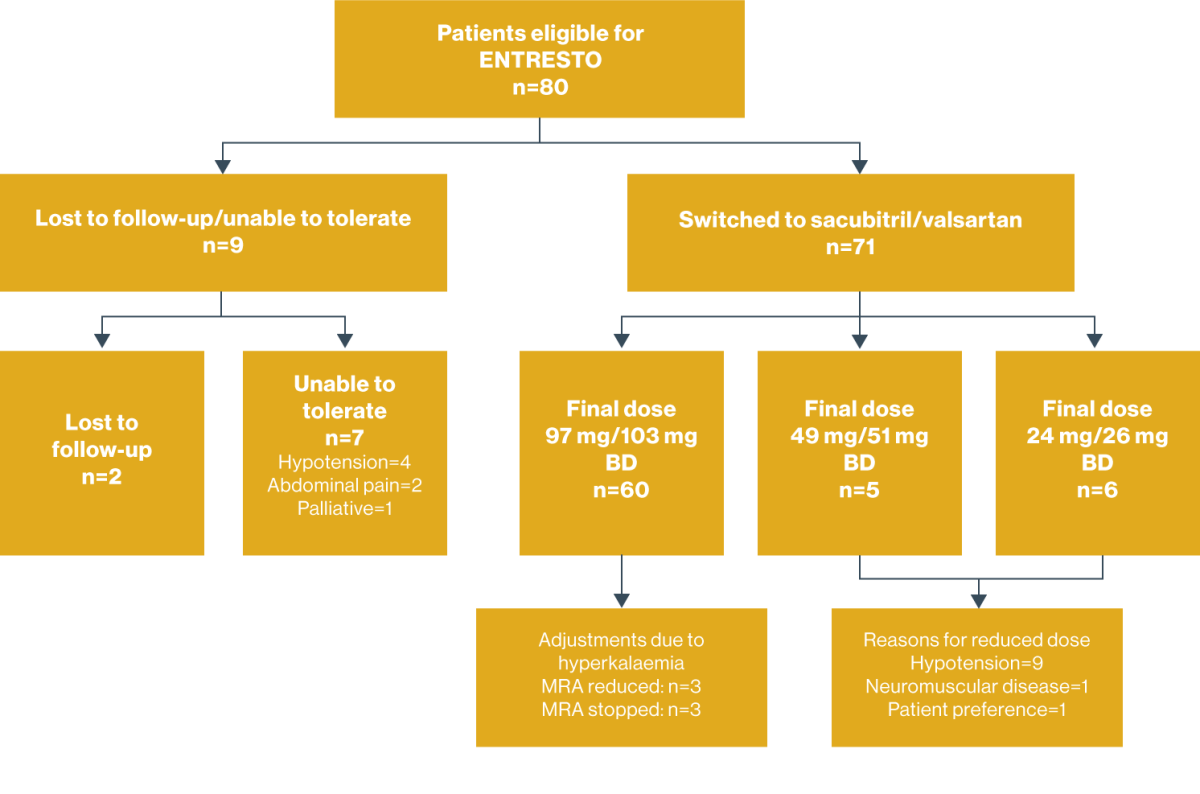 Flow diagram showing the study design for the PARADIGM-HF trial.