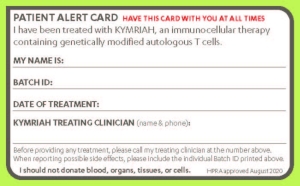 Novartis Kymriah Patient Alert Card RMP