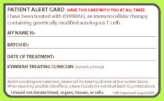 Novartis Kymriah Patient Alert Card RMP